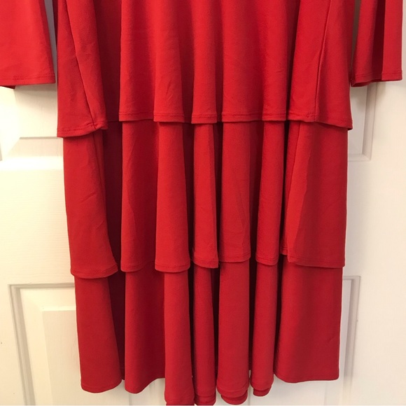 LuLaRoe Red Ruffle Long Sleeve Plus Size Dress - Picture 8 of 9